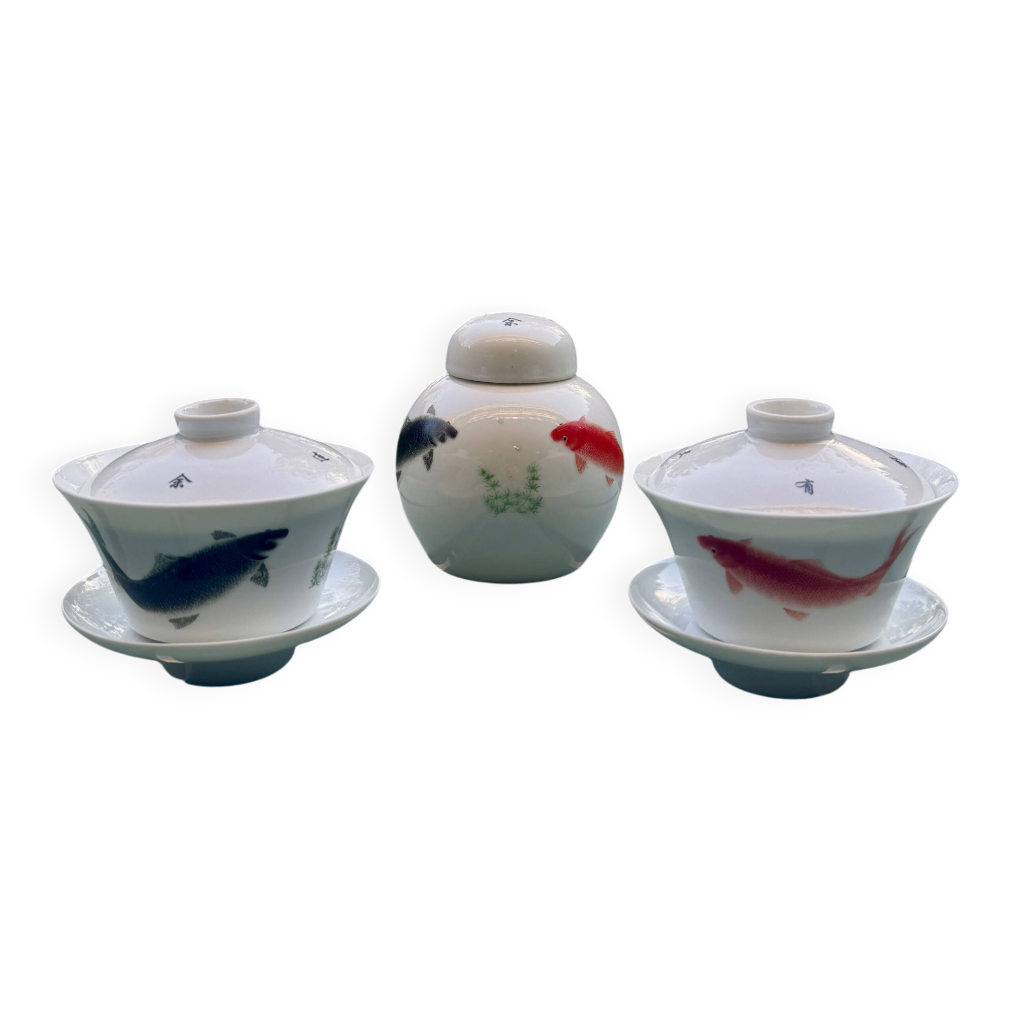 Service à thé chinois – 2 gaiwan + pot porcelaine haut de gamme (Cha Yuan)
