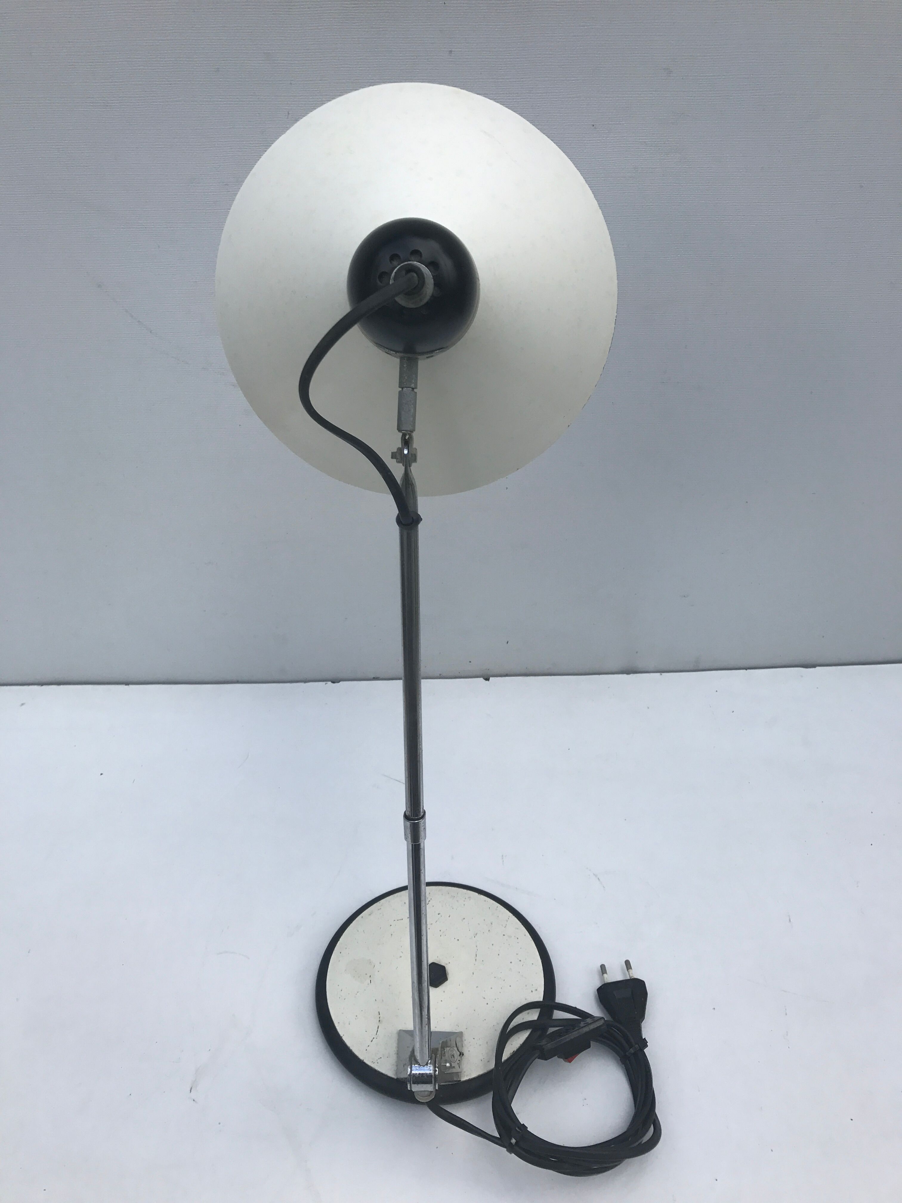 Table Aluminor lamp adjustable white metal and chrome vintage