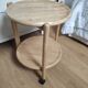 Vintage round service with foldable honey wooden wheels with 2 retractable trays (1 turn)