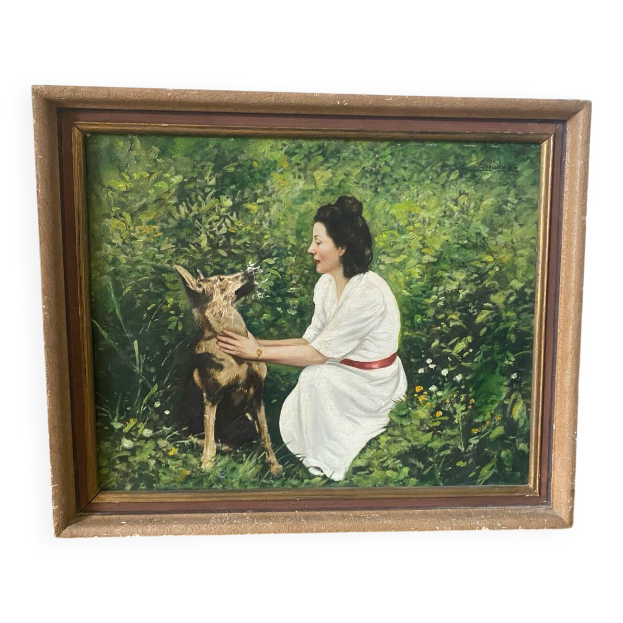 Portrait of a woman and her dog