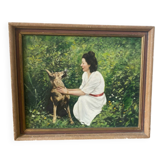 Portrait of a woman and her dog