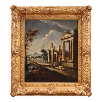 Peinture de l'école vénitienne du XVIIIe siècle, capriccio architectural