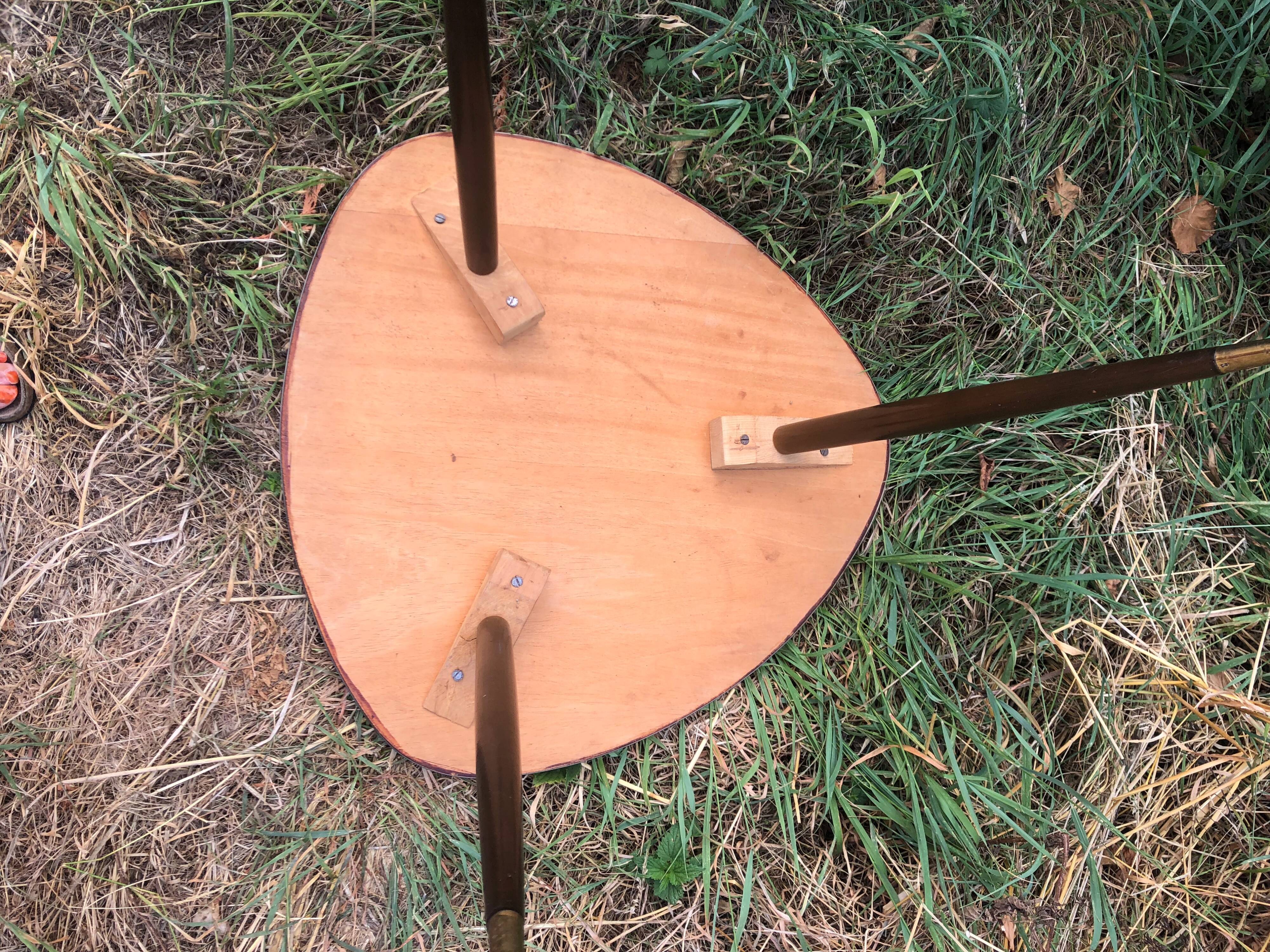 Vintage glass top tripod table 60s