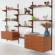 Modular shelving Kai Kristiansen, teak veneer, Danish design 1960s