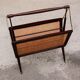 Folding magazine holder wood and caning by Cesare Lacca, made in Italy