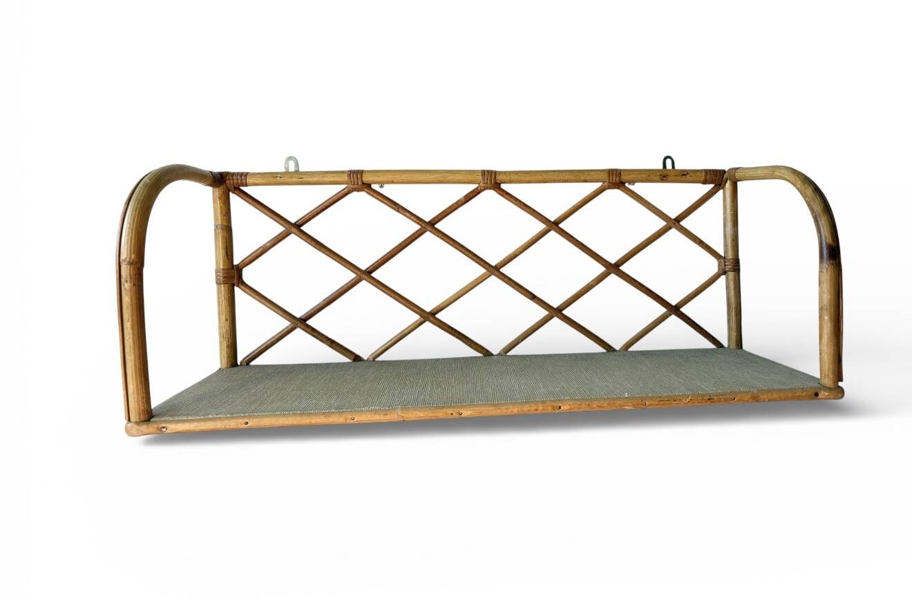 Vintage rattan wall shelf