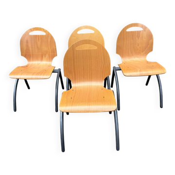Set of 4 industrial style chairs
