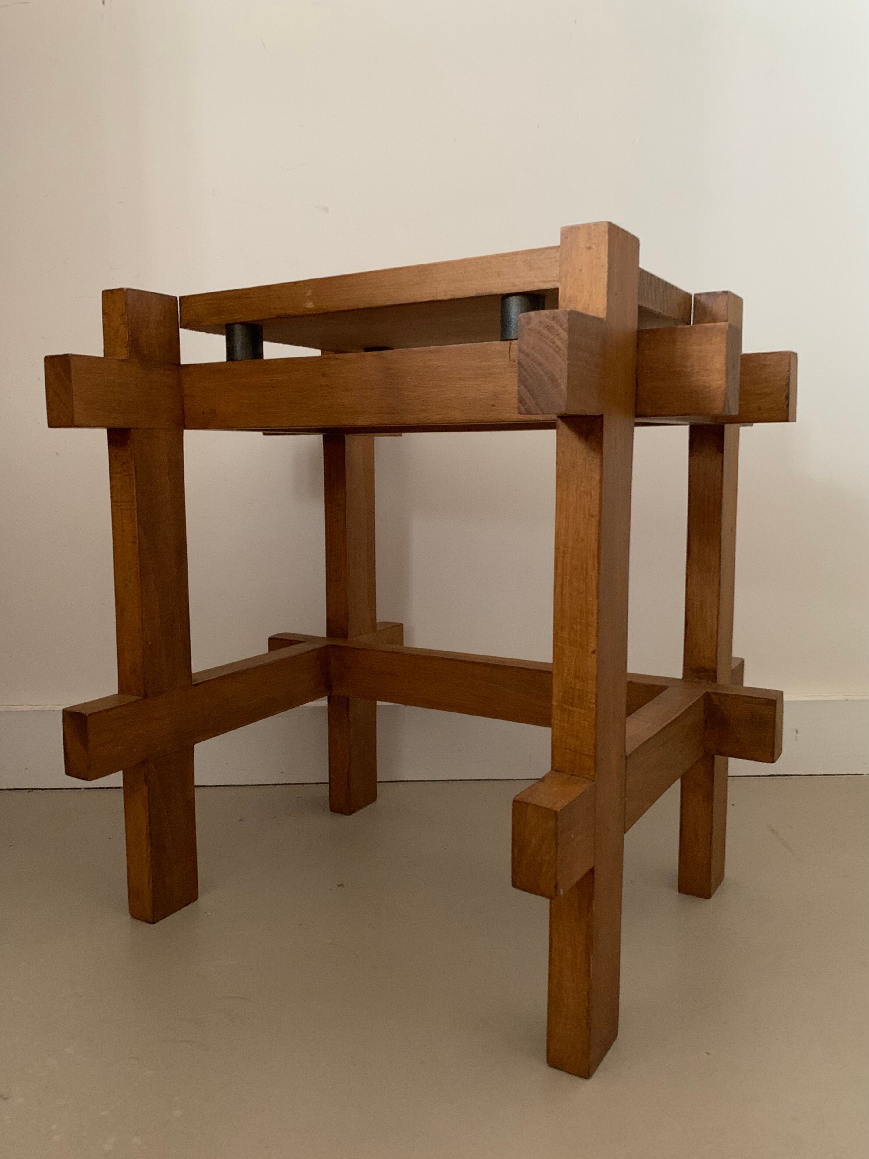 Old brutalist elm stool