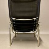 Black leather reclining relax armchair, 1960s design.