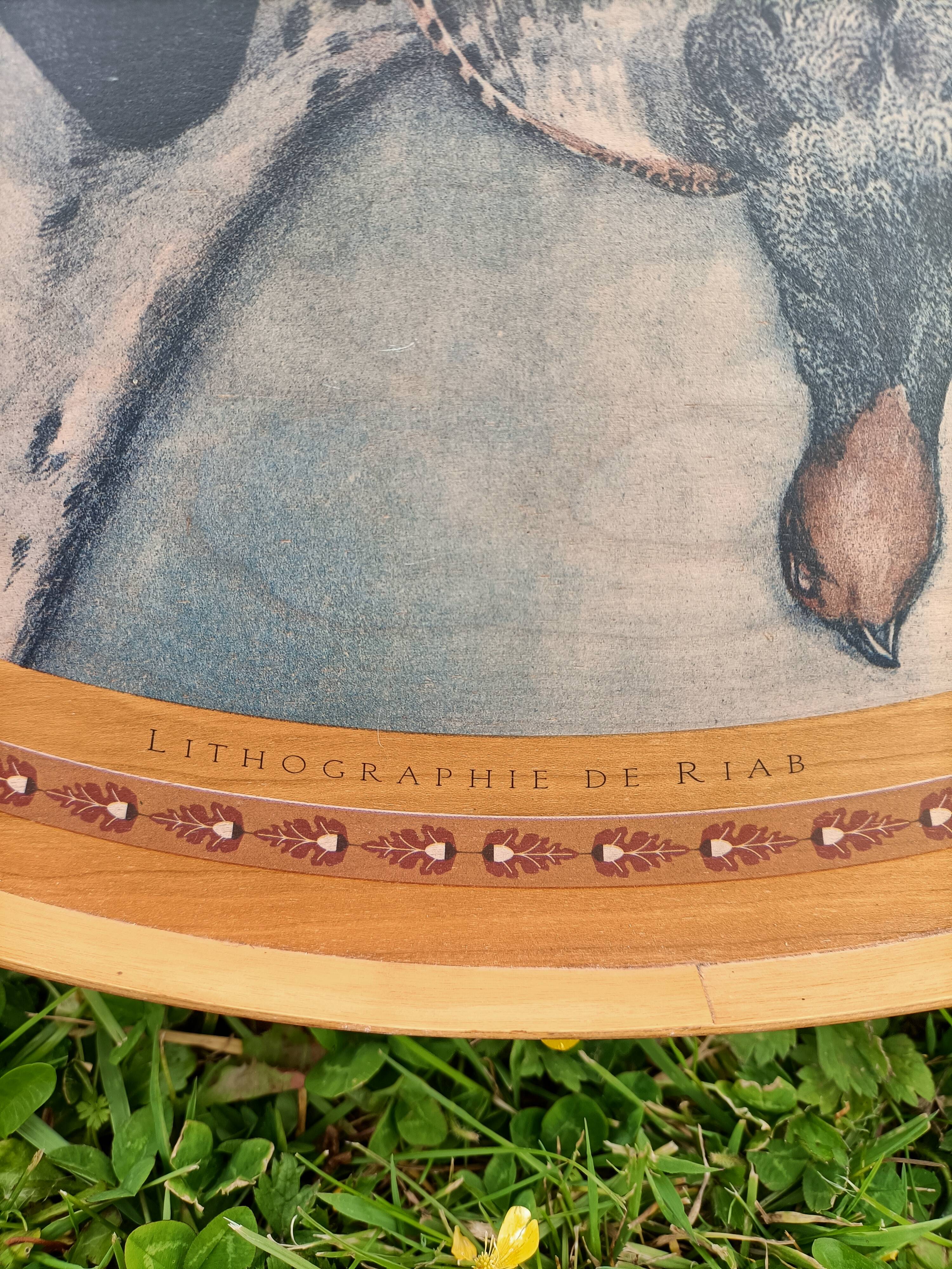 Plateau rétro Chien de Chasse Lithographie de Riab 💐