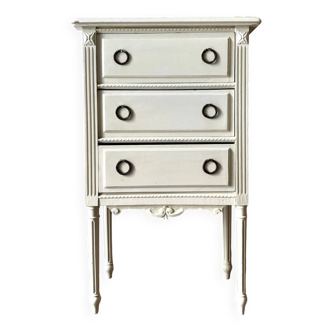 3-drawer chest of drawers in ecru wood and gray marble