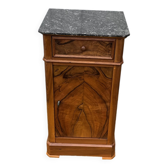 Louis Philippe style bedside table in burr walnut, late 19th century