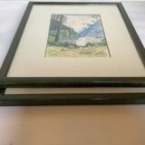 Pair of watercolor nature landscape frames