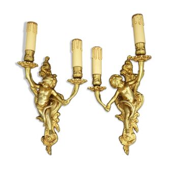 Great pair of wall light  the Cherubim, of Louis XV style