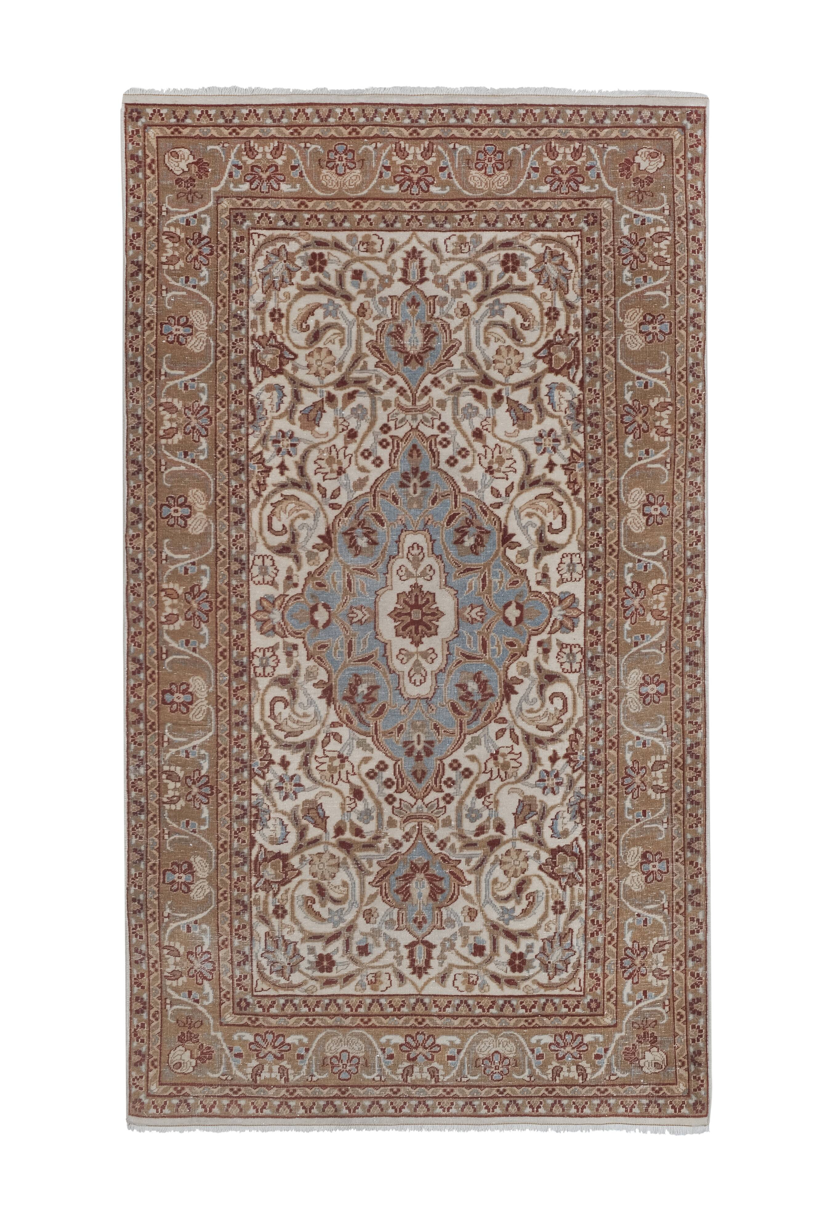 Mid-Century Modern Anatolia Faded Colors Low Pile Rug with Medallion 2'10" X 5'