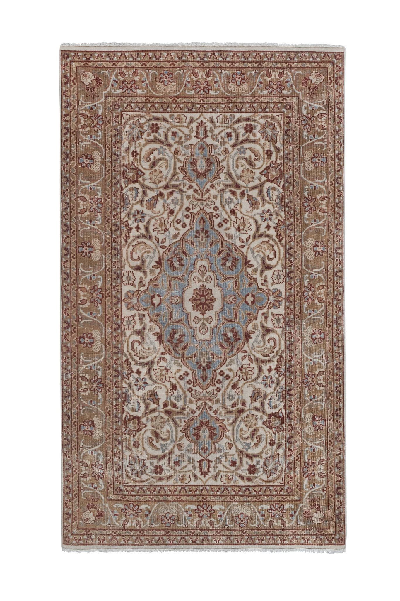 Mid-Century Modern Anatolia Faded Colors Low Pile Rug with Medallion 2'10" X 5'