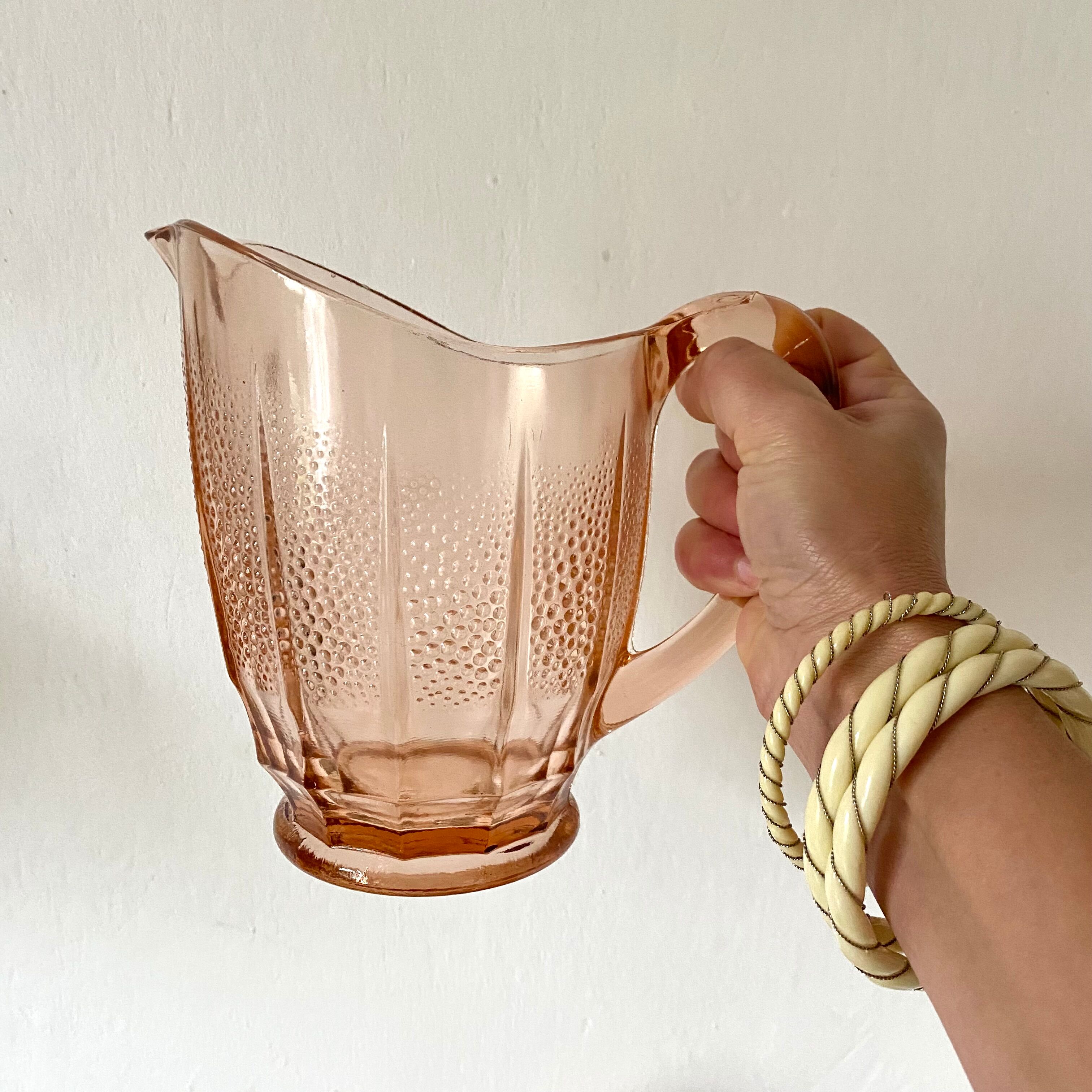 Antique pink glass pitcher