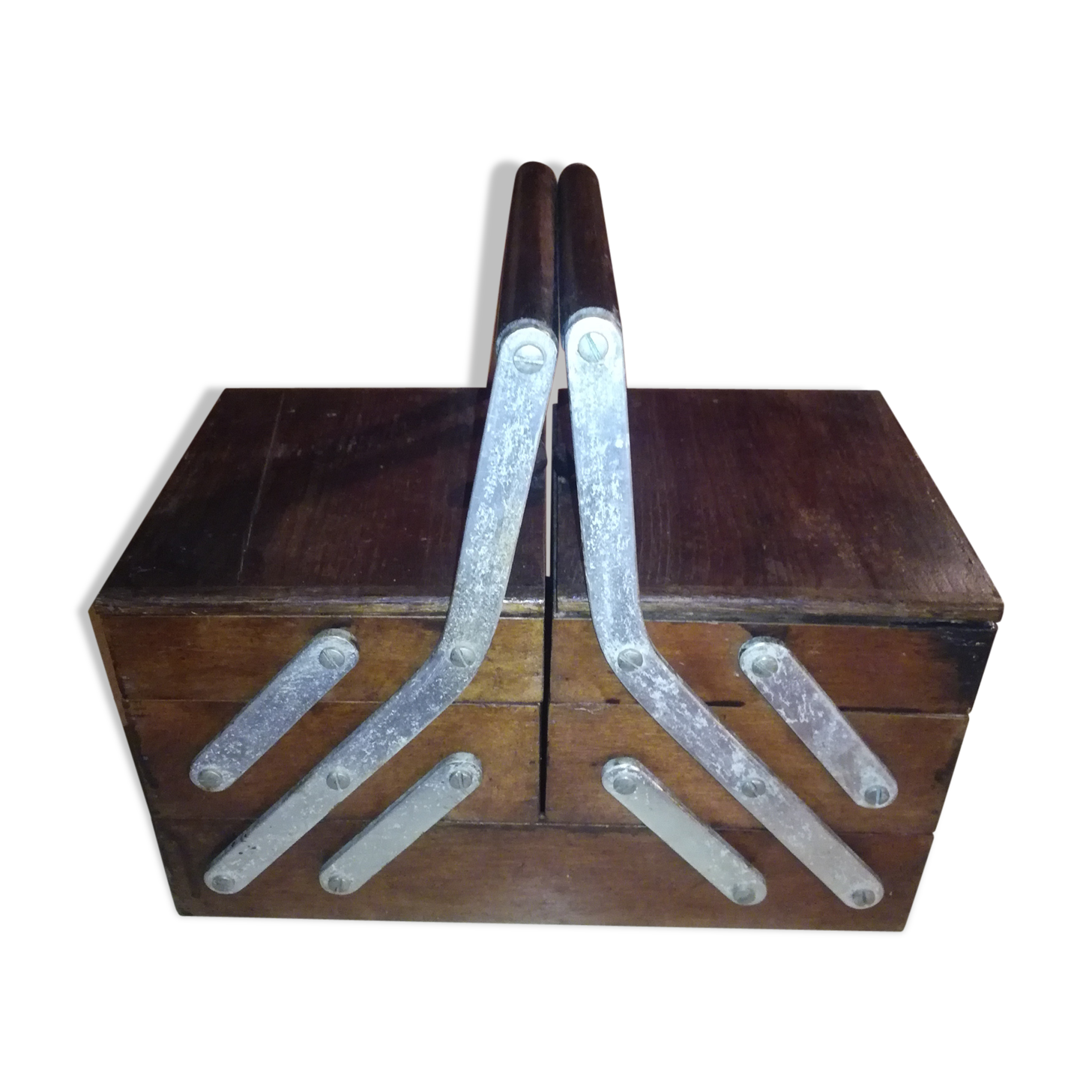 Solid wood sewing basket