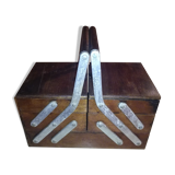 Solid wood sewing basket