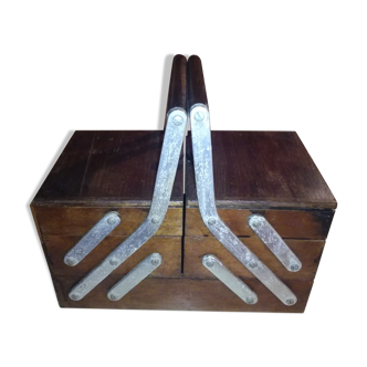 Solid wood sewing basket