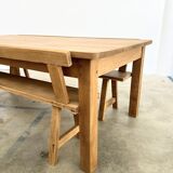 Natural solid oak backrest bench