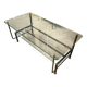 Table basse double plateaux en acier et bronze ainsi que verre