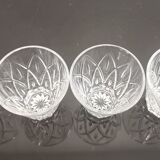 Set of 4 digestive glasses in vintage shell chiseled crystal