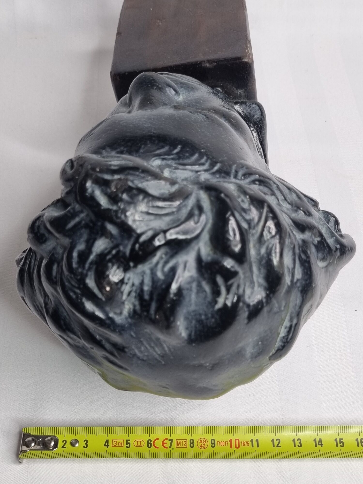 Bust of Beethoven in patinated plaster in imitation of bronze, signed, 27 cm