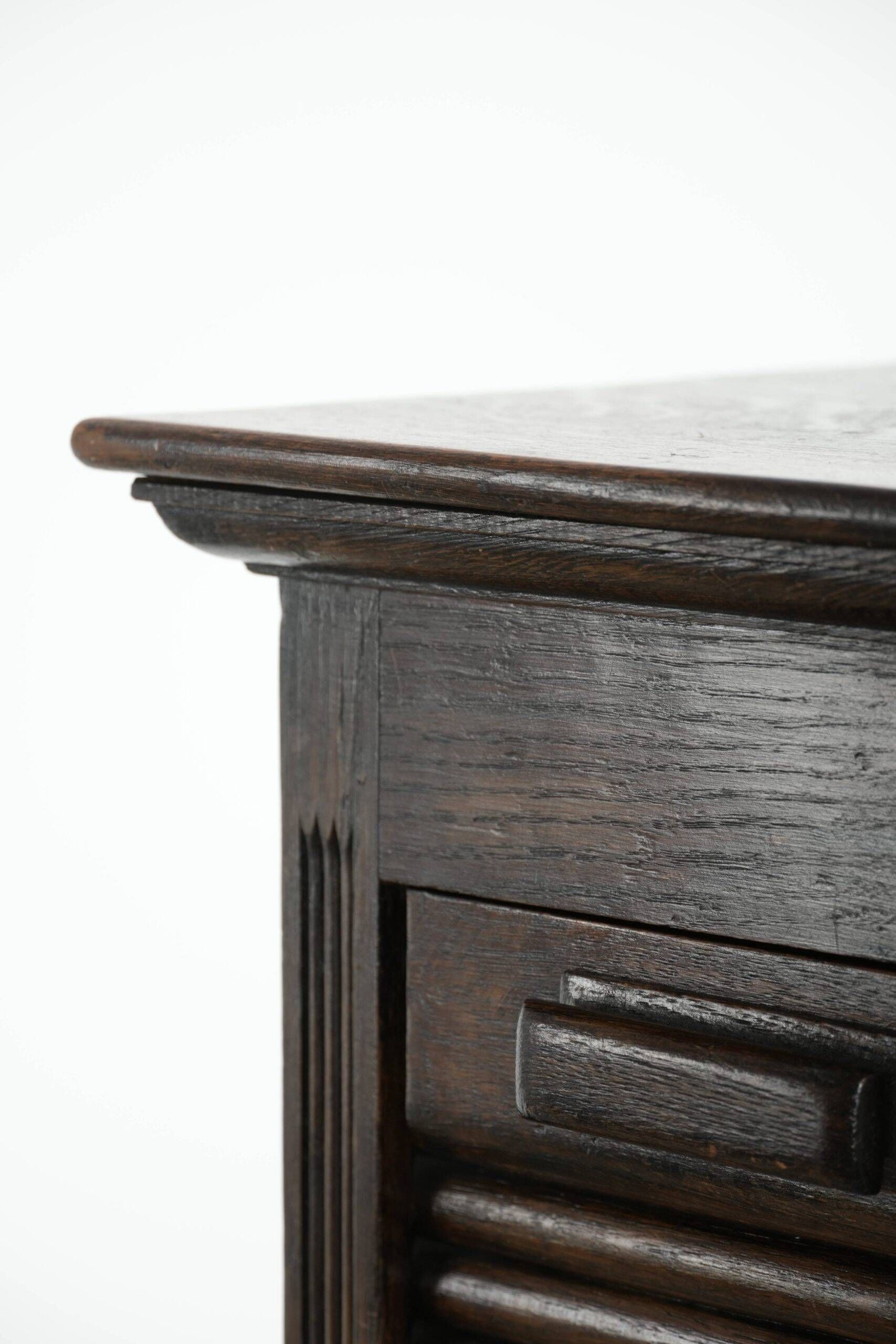 English antique archive cabinet with oak roll-up door from the 20th century