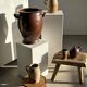 Very large glazed brown terracotta pot with two handles H41 D30