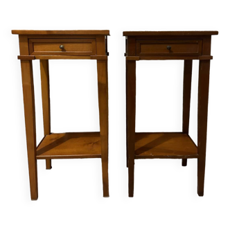 Pair of cherry wood bedside tables, vintage, 60s