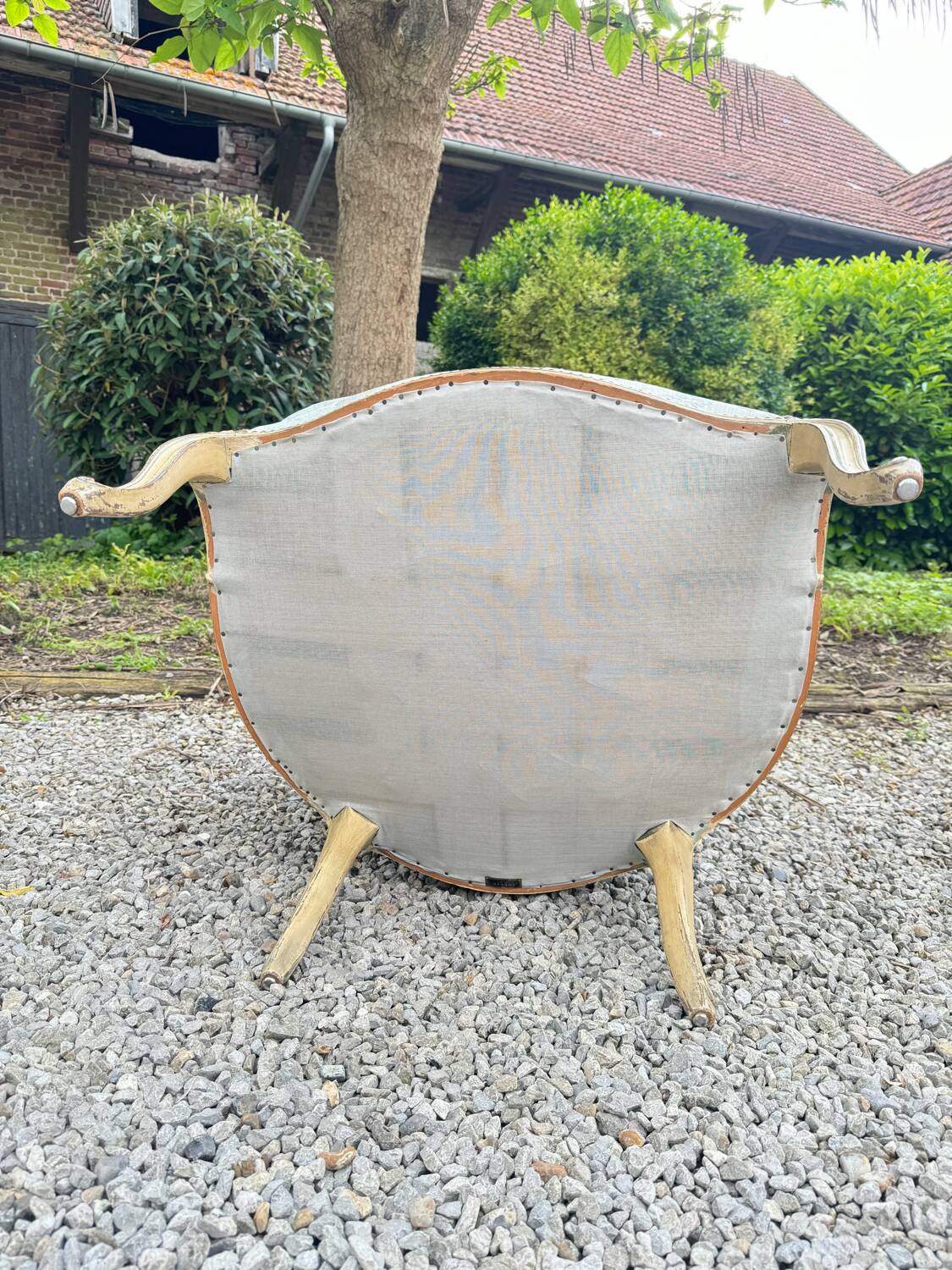 Large bergère in lacquered wood louis xv style xix eme century