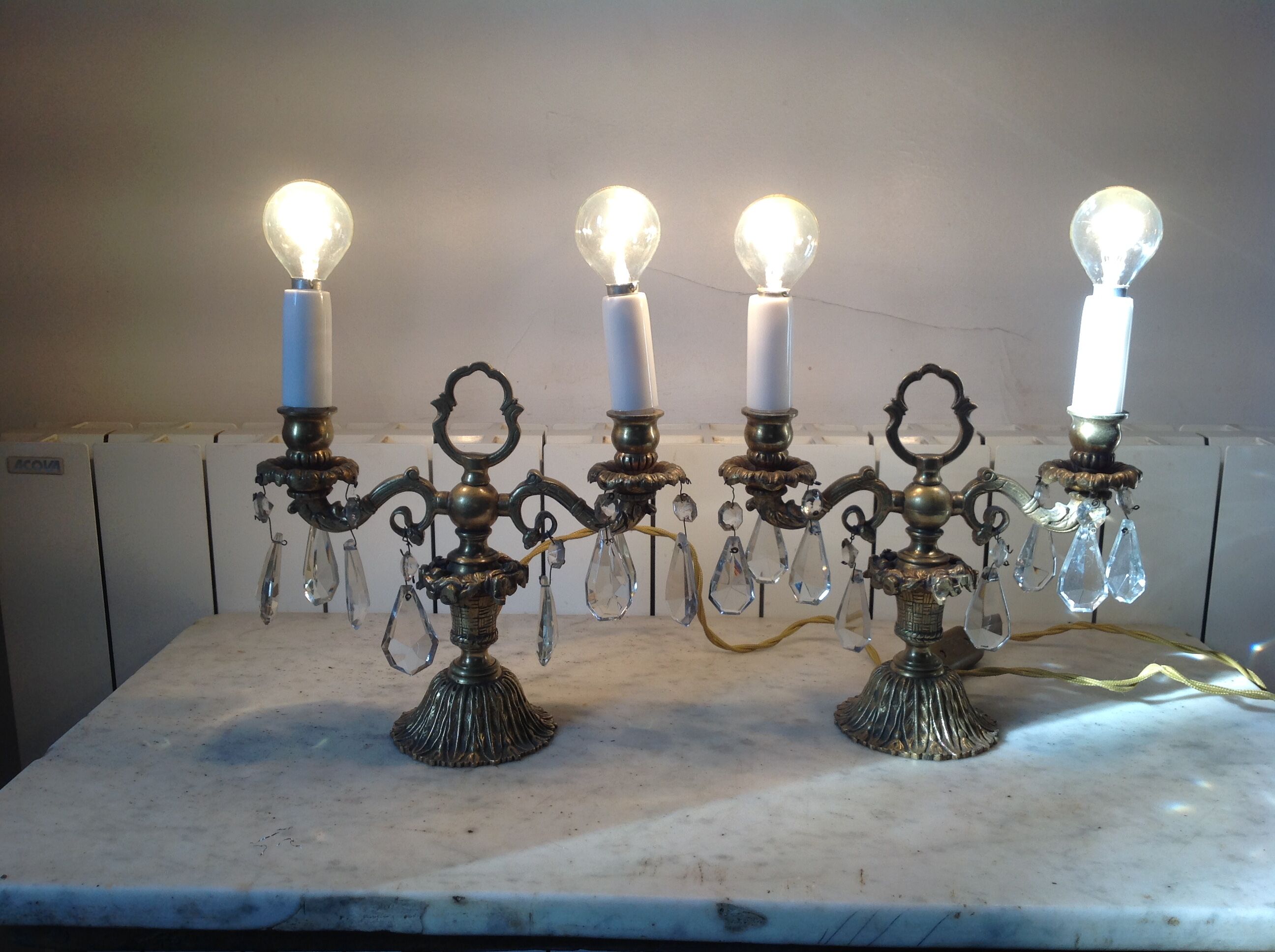 Paire de girandoles anciennes en bronze, vers 1900.