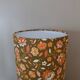 rustic wood lamp, vintage seventies lampshade with floral print