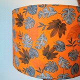 Art Deco wooden lamp and leafy lampshade