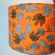 Art Deco wooden lamp and leafy lampshade