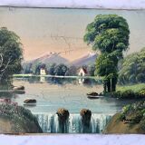 Vintage river oil on canvas