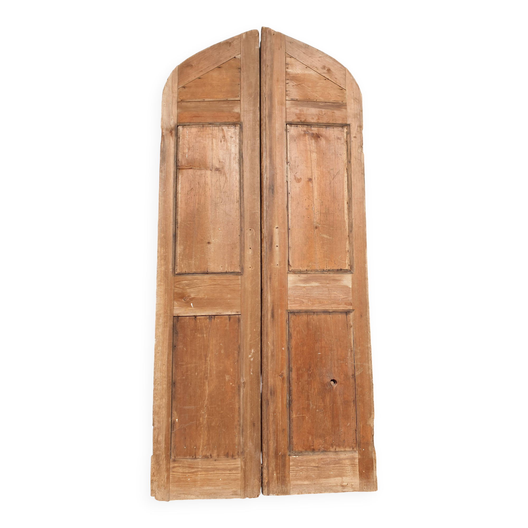 Arched (rounded) Pine Door with Two Leaves - Late 19th Century