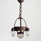 Vintage Swedish Iron Glass Chandelier Ceiling Lamp by Böhlmarks