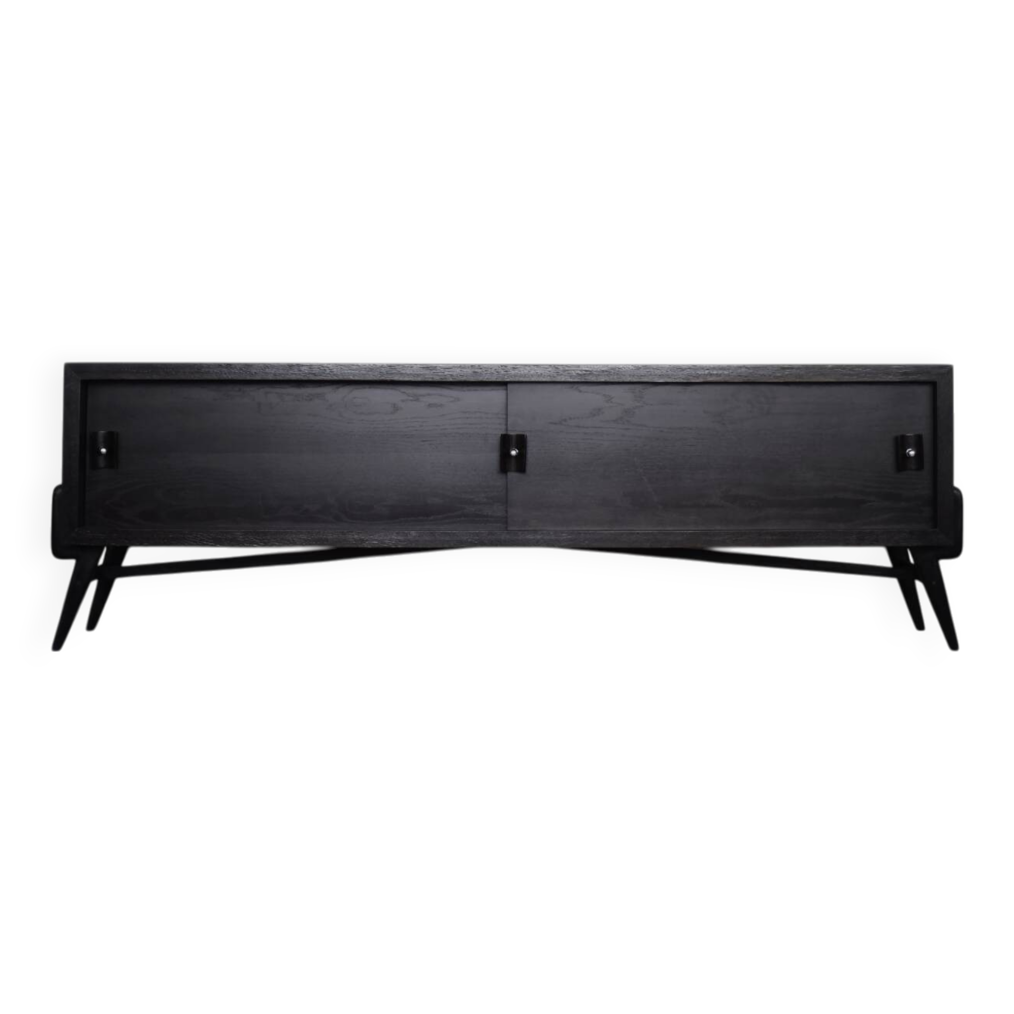 Mid-Century Scandinavian Modern Dark Oak Sideboard with Wood and Metal