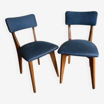 Paire de chaises vintage bleues 1950