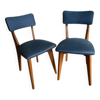 Paire de chaises vintage bleues 1950