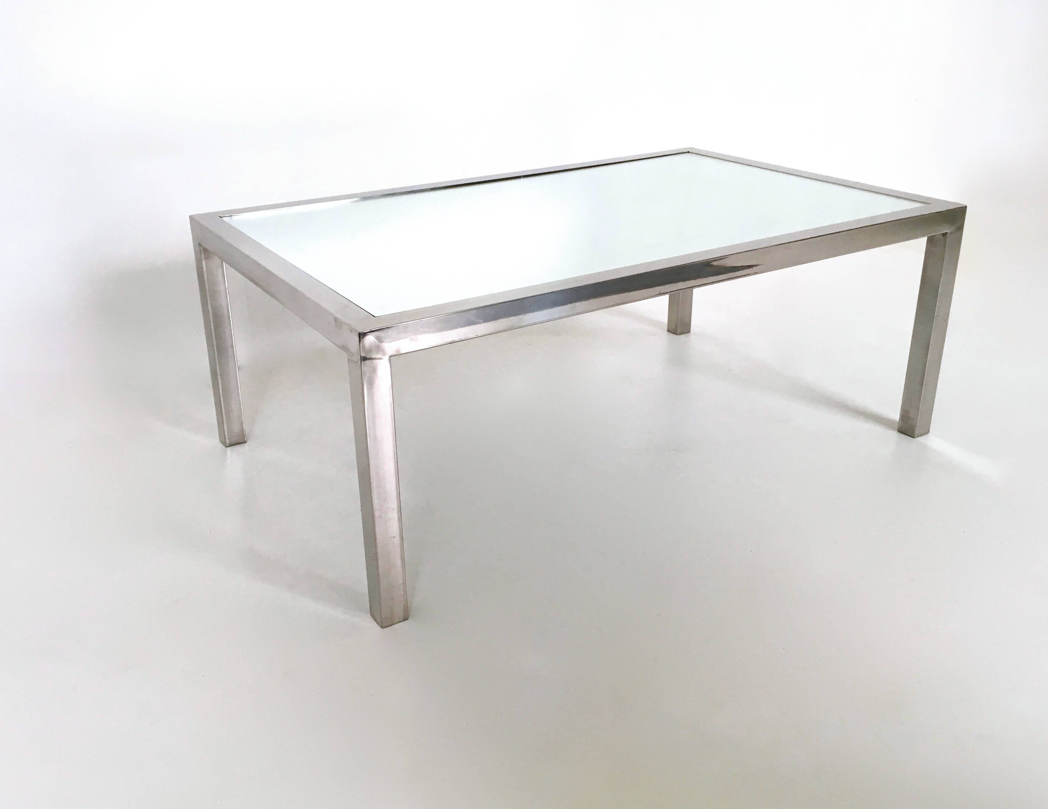 Steel Coffee Table in the Style of Nanda Vigo with a Mirrored Top, Italy