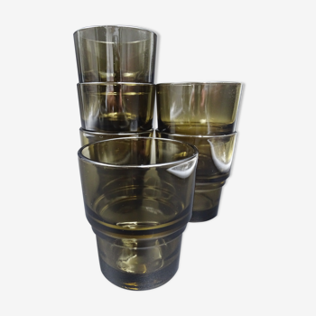 Lot de 6 verres fumés de la marque vereco - vers 1970