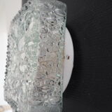 Transparent molded glass ceiling lamp – square shape – floral print.