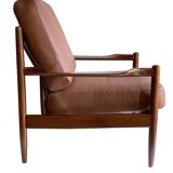 Pair of Scandinavian Teak and Leather Armchairs, 1960s