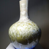 Vintage Jingdezhen Zhi porcelain globular vase with crystalline glazes.