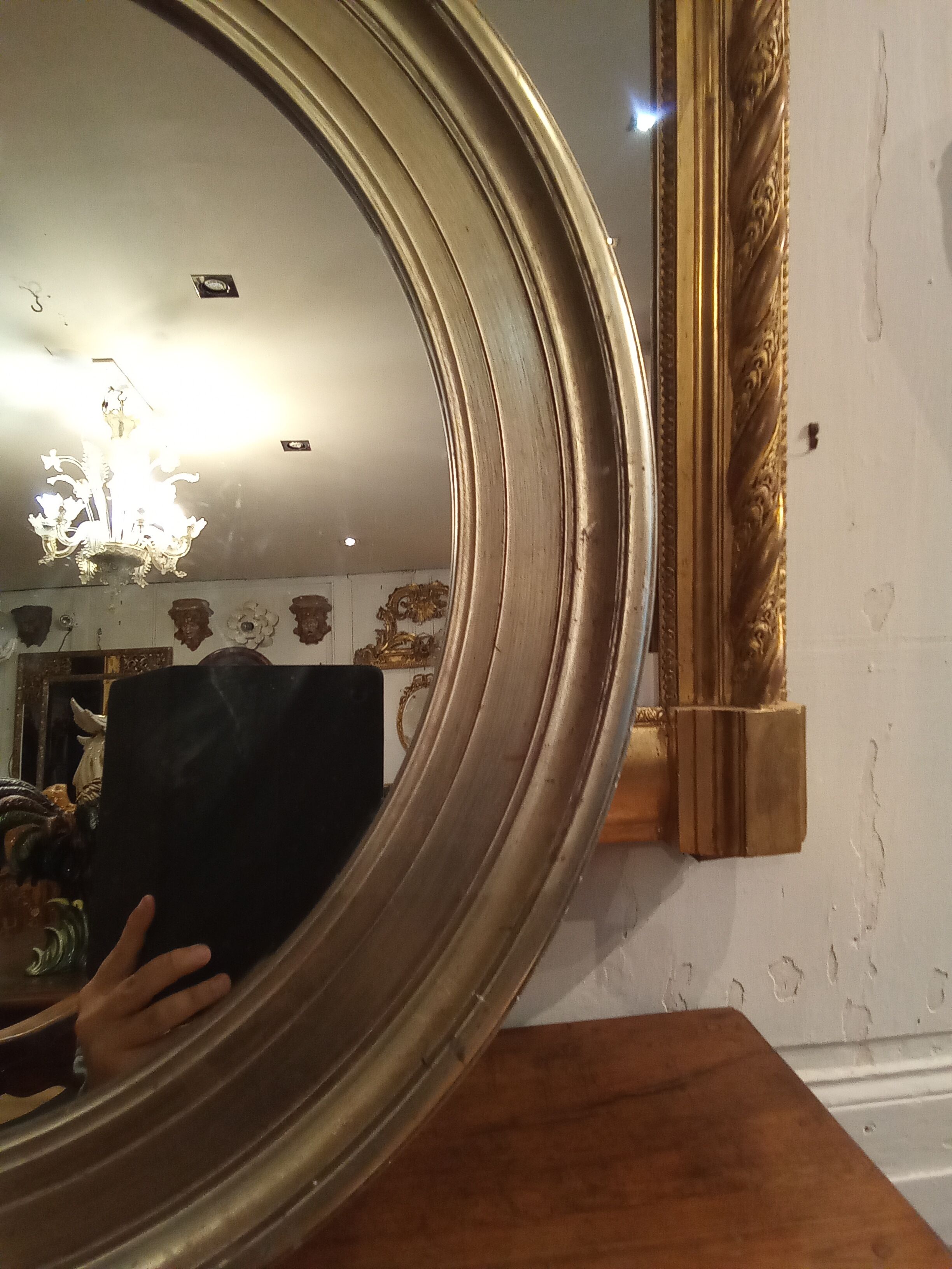 Silver round mirror 64cm