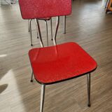 Vintage Lafague red formica set, 1 table, 6 chairs and 1 stool