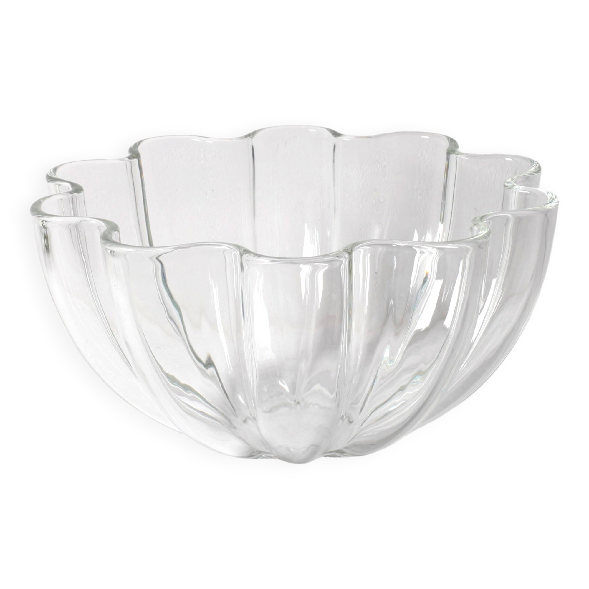 Villeroy and BVoch Large Crystal Salad Bowl: Scalloped Neptun Design, 2000s